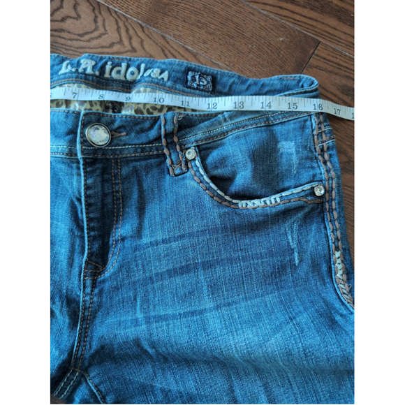 LA Idol Beaded Dainty Capri Pants Womens Sz 13 Lappered Print Rhinestone Y2K VTG - Picture 7 of 11